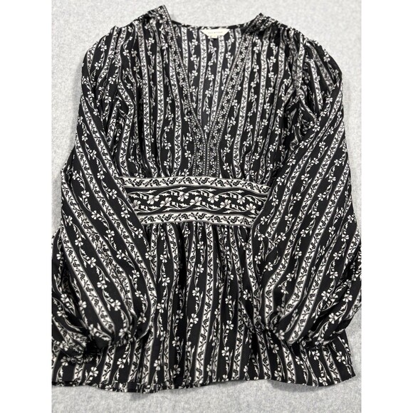 Max Studio Women's Peplum Long Sleeve Blouse Floral B/W 2-Pack Combo Size S - Picture 10 of 10